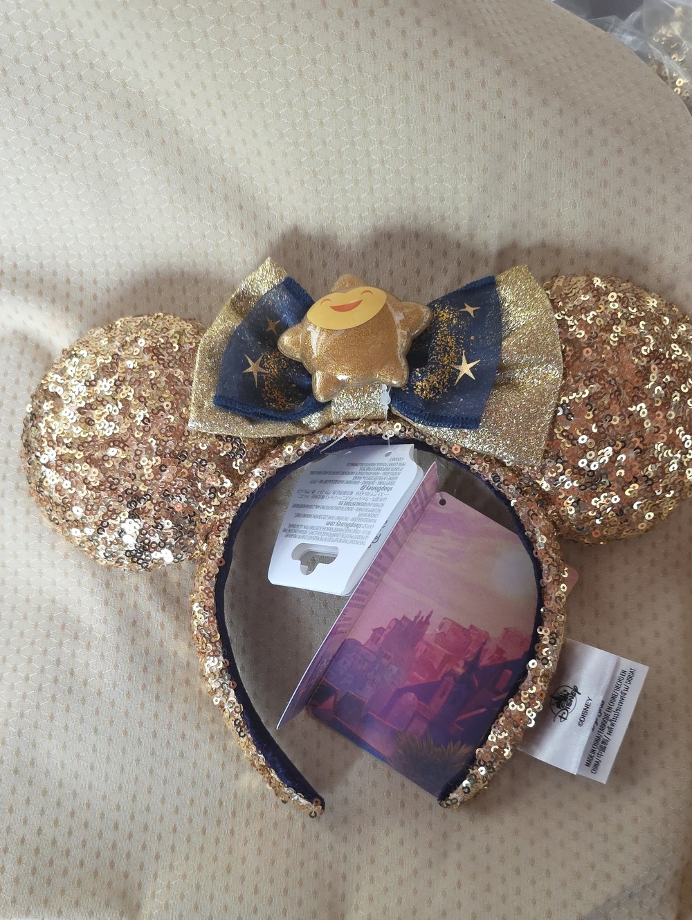 NWT Authentic Disney Parks - Wish Star Film Sequined Minnie Ear Headband _Adults